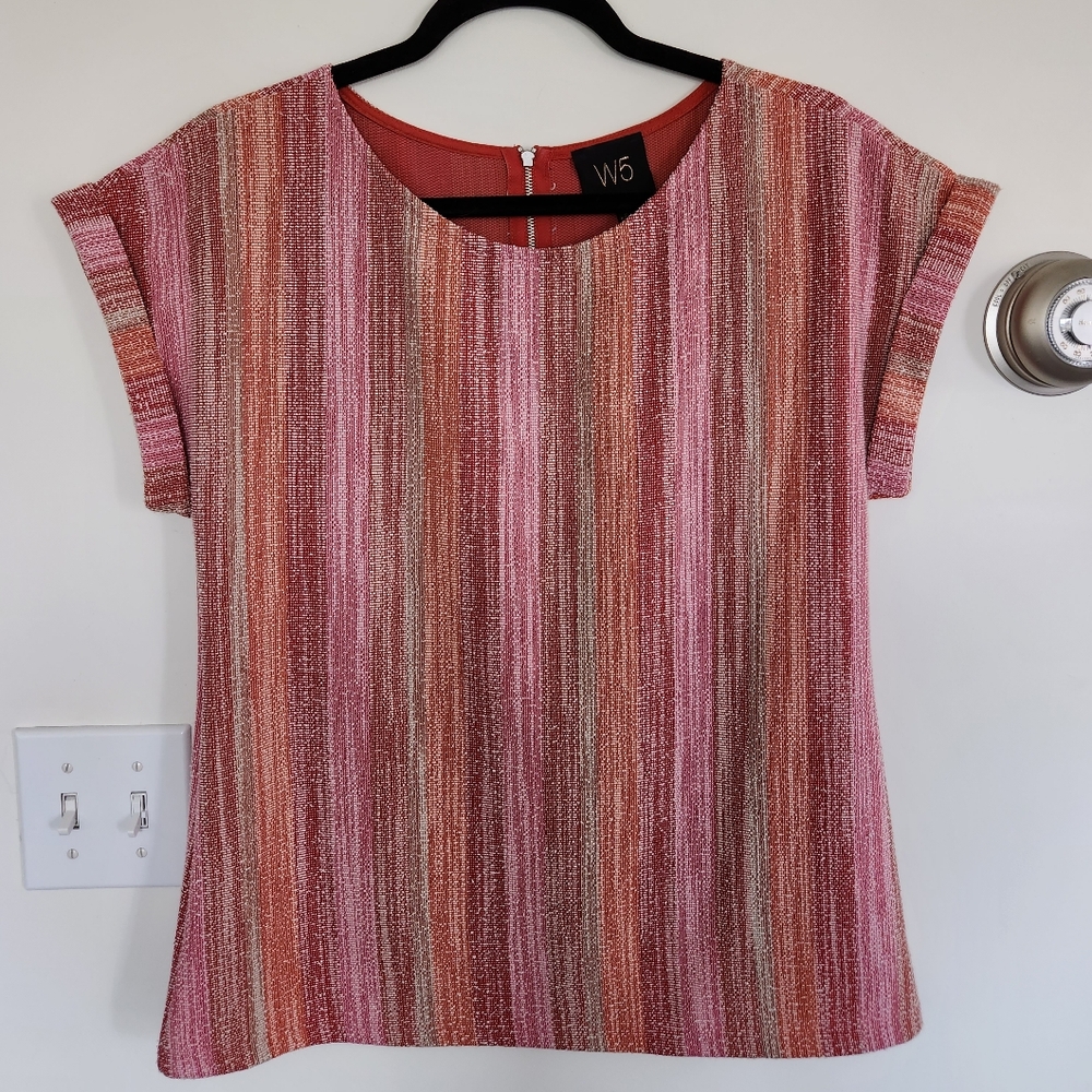 W5 Concepts Boucle Striped Cuff Sleeve Tee Small